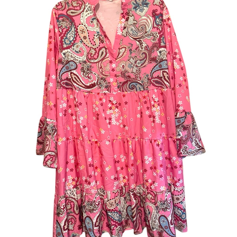 Pink Paisley Floral Women's Dress
